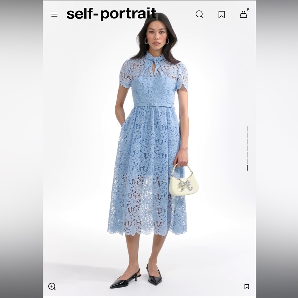 Self portrait midi blue lace keyhole dress